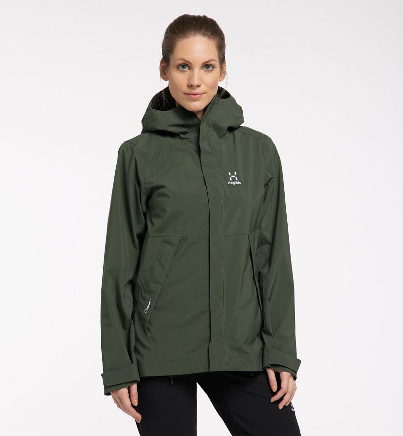 Haglöfs Womens Tjärn Waterproof Jacket Dark Green New Zealand 56780BVYI